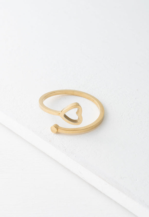 Ada Heart Adjustable Gold Ring
