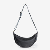 Leather Moon Sling Bag - Black