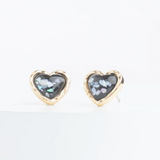 Glitter Gold & Black Heart Studs