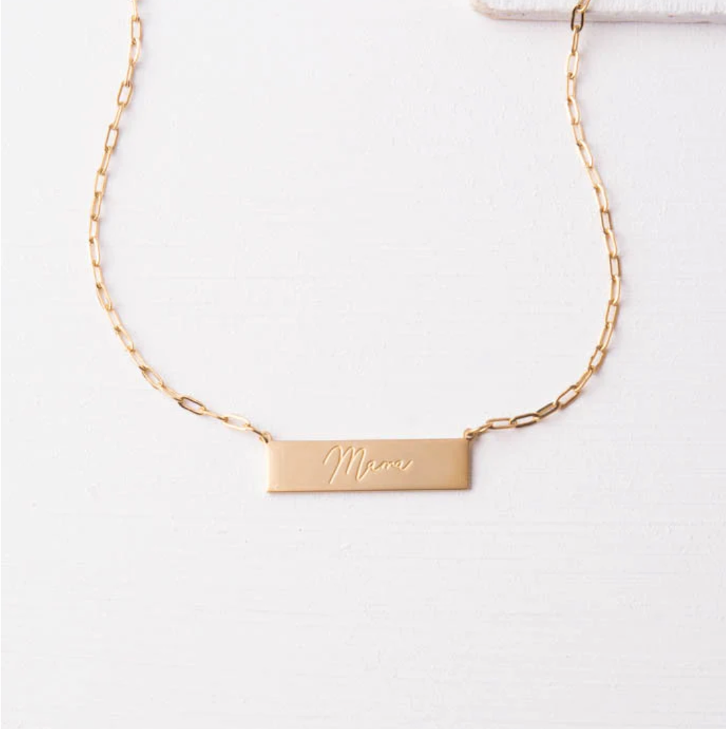 ENGRAVED GOLD BAR NECKLACE