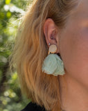 Sari Fabric and Wooden Tassel Earrings