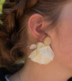 Sari Fabric and Wooden Tassel Earrings