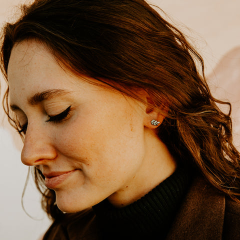 Rowen Leaf Stud Earrings- Silver