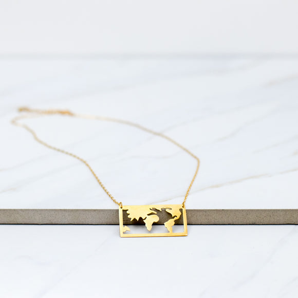 The World Is My Playground Necklace - Gold and Silver