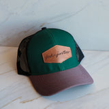 Cursive Seek Justice Leather Patch  Fair Trade Hat