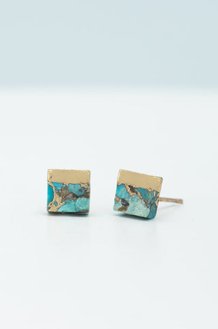 Lorena Square Turquoise Stud Earrings