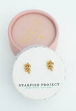 Frosted Gold Leaf Stud