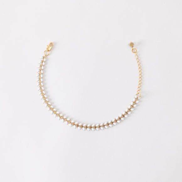 White Herringbone Bracelet