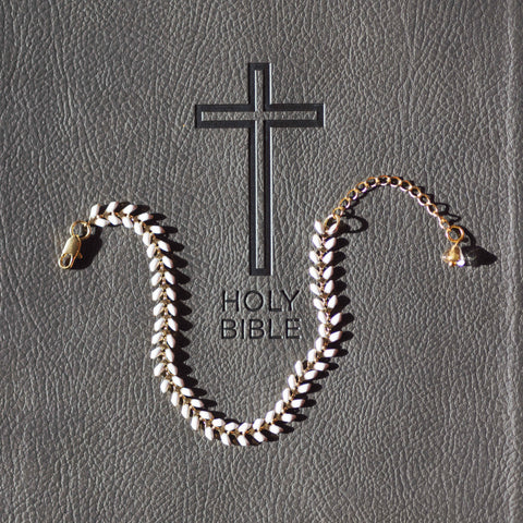 White Herringbone Bracelet