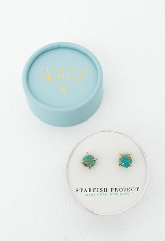 Spirited Turquoise and Gold Stud Earrings