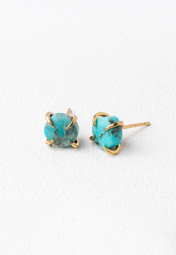 Spirited Turquoise and Gold Stud Earrings