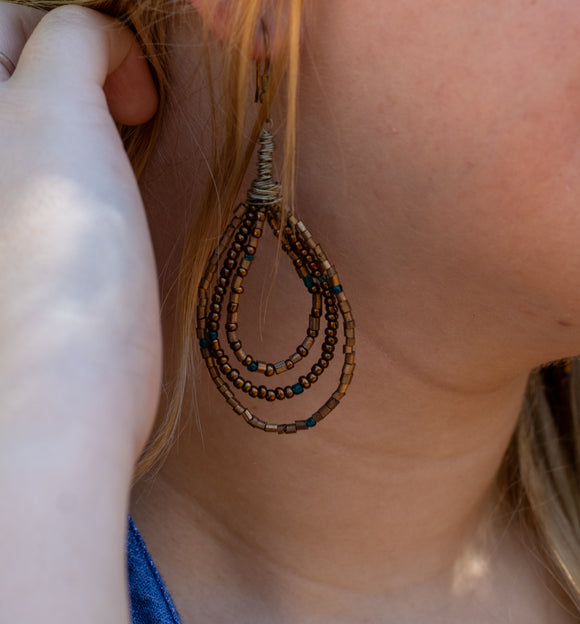 Brown Beaded Earrings