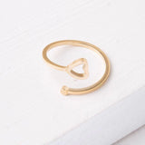 Gold Heart and Silver (adjustable)Ring