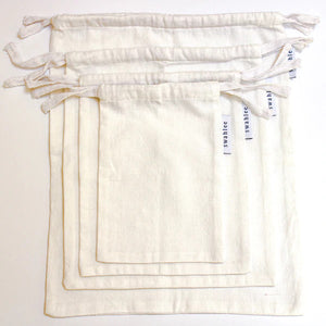 Set of 4 Reusable Cloth Drawstring Bags