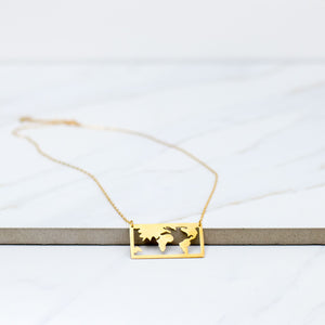 The World Is My Playground Necklace - Gold and Silver