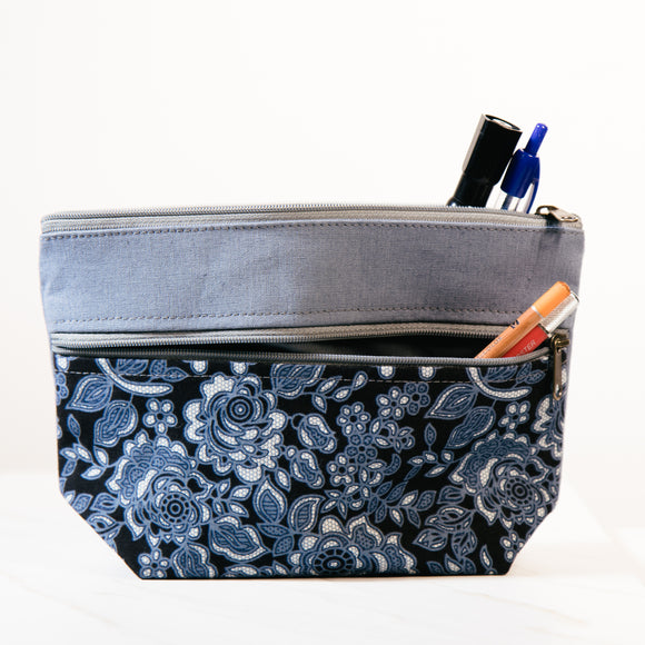 Chandee two zippered Cosmetic/ Pencil bag