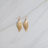 Natural Leaf Gold Earrings
